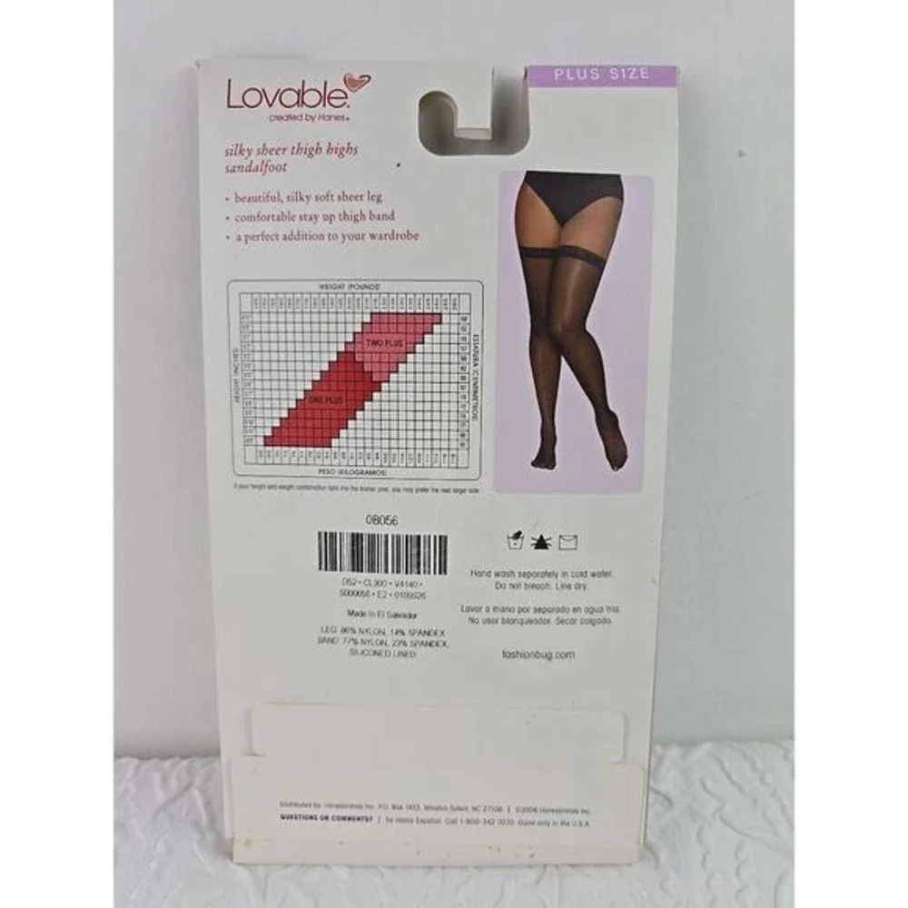 Lovable Thigh Highs Womens Two Plus Barely There Silky Sheer Sandalfoot 0B056